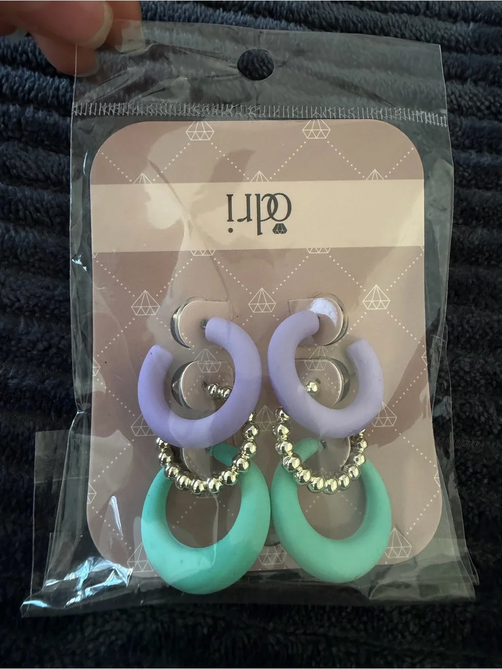 Lavender & Mint Double Hoop Drop Earrings - Women Accessories